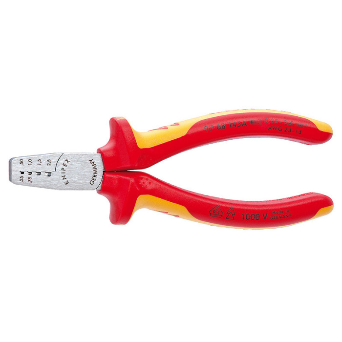 Інструмент для обтиску контактних гільз KNIPEX 0.25-2.5 кв.мм 97 68 145 A