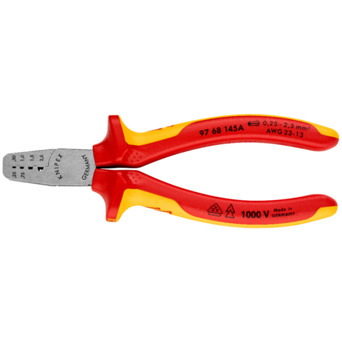 Інструмент для обтиску контактних гільз KNIPEX 0.25-2.5 кв.мм 97 68 145 A - зображення 4
