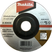 Круг зачистной по нержавеющей стали Makita 125х22.23х6 мм WA36N A-80656