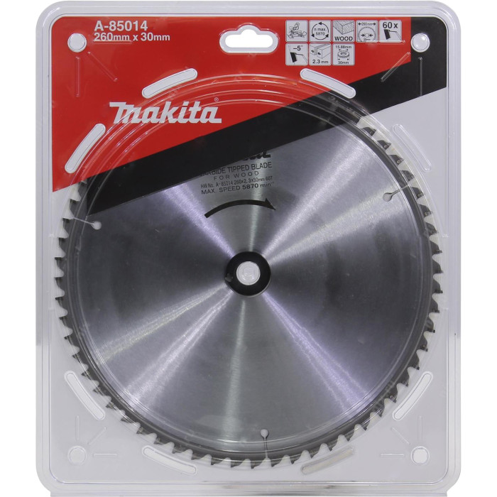 Диск пильный по дереву Makita SPECIALIZED 260х30х60 A-85014 - изображение 2