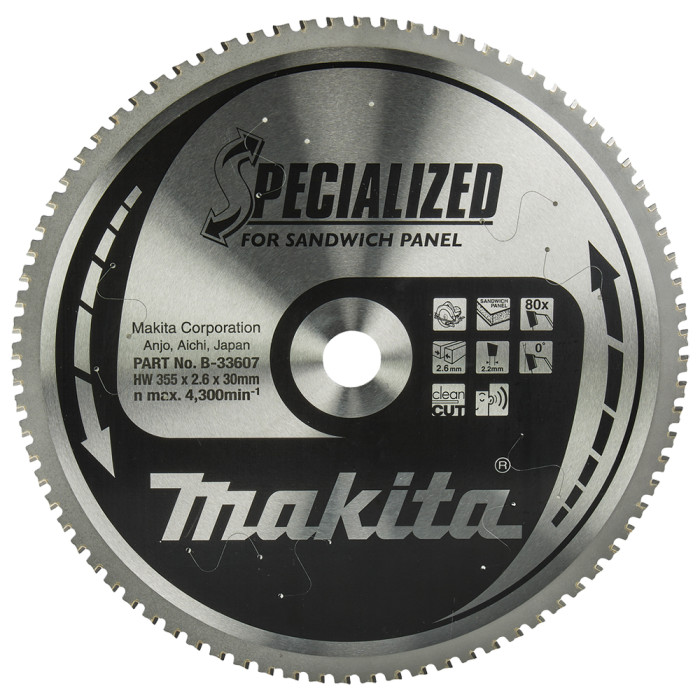 Диск пильный по сэндвич-панелям Makita SPECIALIZED 355х30х80 B-33607