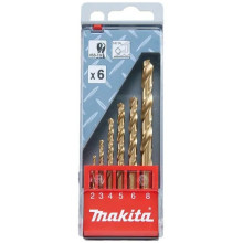 Набор свёрл по металлу Makita HSS-TiN 6 шт 2-8 мм D-43555
