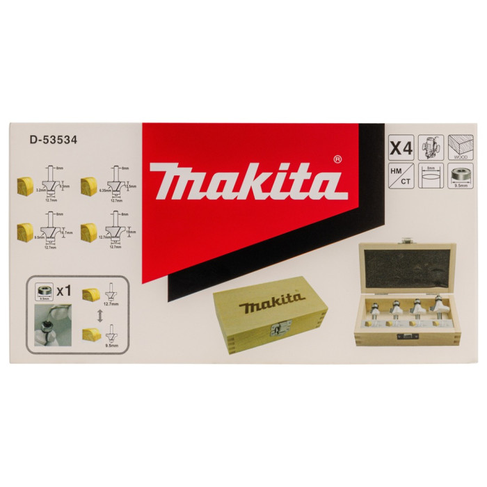 Набір фрез по дереву 4 шт Makita 8 мм D-53534 - зображення 7