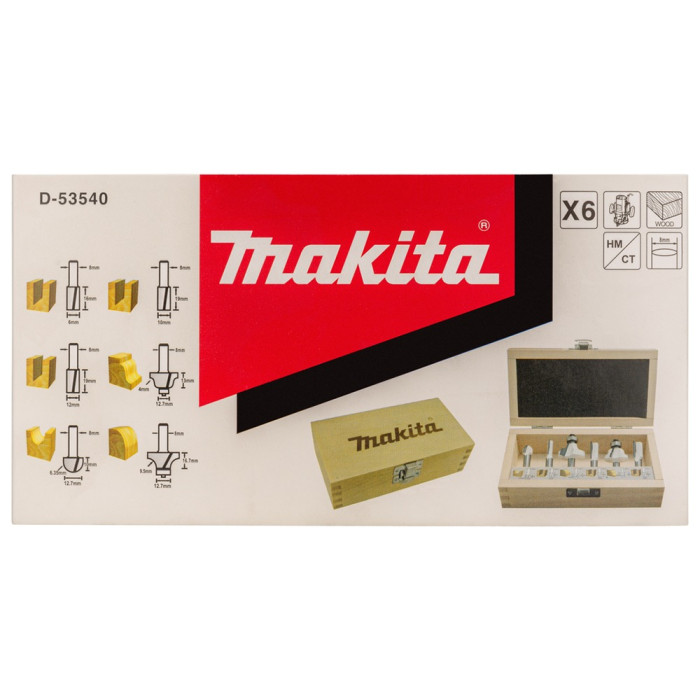 Набір фрез по дереву 6 шт Makita 8 мм D-53540 - зображення 6