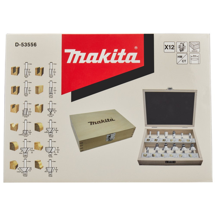 Набір фрез по дереву 12 шт Makita 8 мм D-53556 - зображення 5