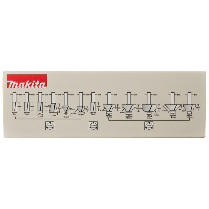 Набір фрез по дереву 12 шт Makita 8 мм D-53556 - зображення 6