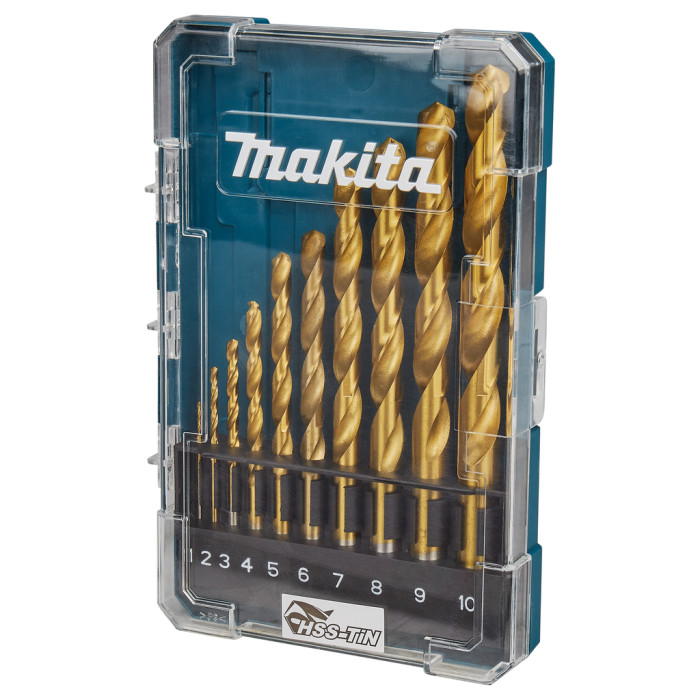 Набор свёрл по металлу Makita HSS-TIN 10 шт 1-10 мм D-72849