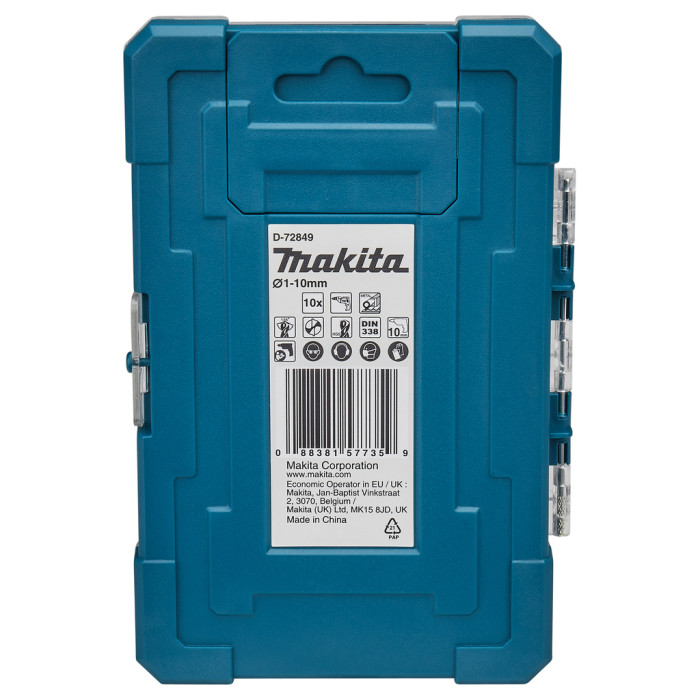 Набор свёрл по металлу Makita HSS-TIN 10 шт 1-10 мм D-72849 - изображение 3