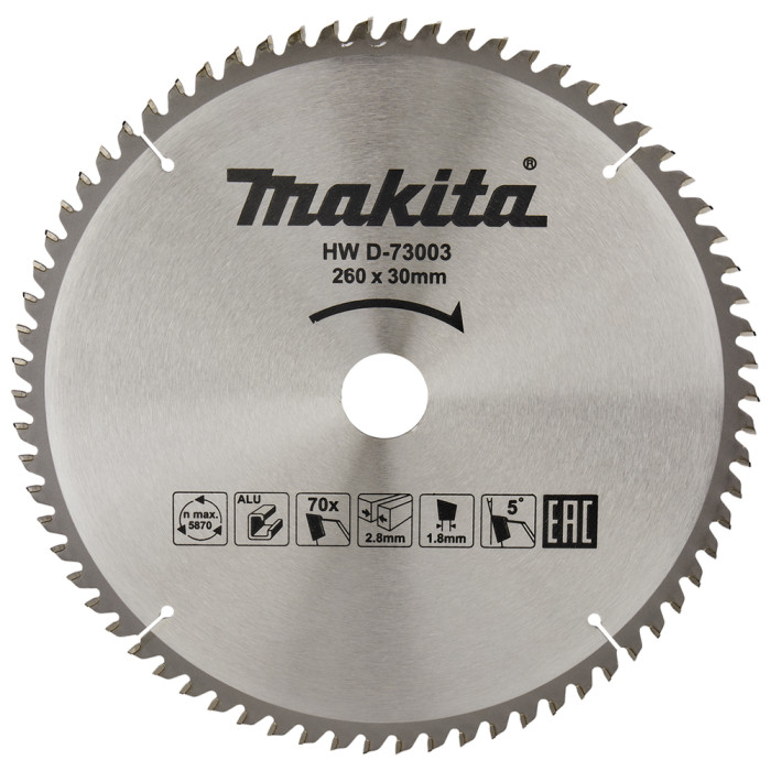 Диск пильный по алюминию Makita TCT 260х30х70 D-73003