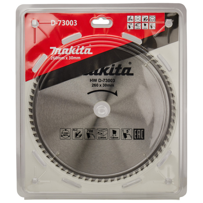 Диск пильный по алюминию Makita TCT 260х30х70 D-73003 - изображение 3