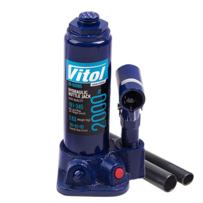 Домкрат бутылочный гидравлический Vitol 2 т T90204S ДБ-02006К