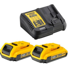 Набор DeWALT XR зарядное устройство 10.8-18 В, аккумуляторы 2 шт Li-Ion 2 Ач DCB105D2