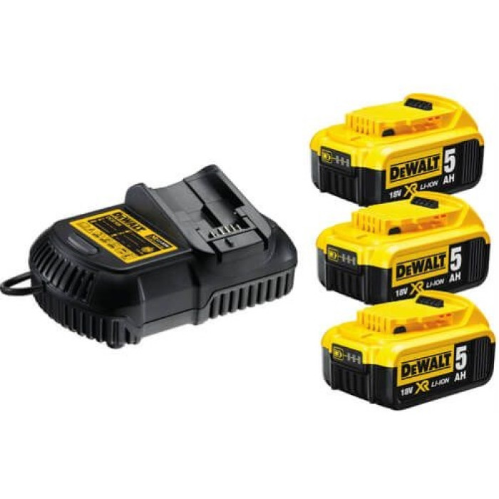 Набір DeWALT XR зарядний пристрій 10.8-18 В, акумулятори 3 шт Li-Ion 18 В 5 Аг DCB105P3 - зображення 4