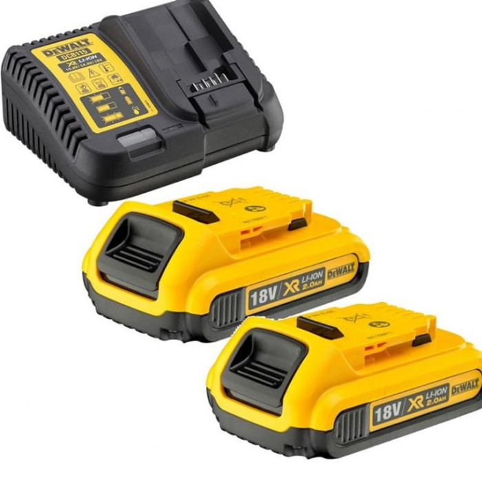 Набір DeWALT XR зарядний пристрій 10.8-18 В, акумулятори 2 шт Li-Ion 2 Аг DCB115D2