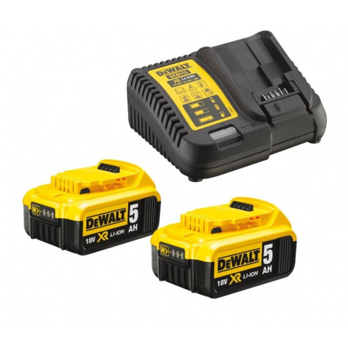 Набір DeWALT XR зарядний пристрій 10.8-18 В, акумулятори 2 шт Li-Ion 18 В 5 Аг DCB115P2