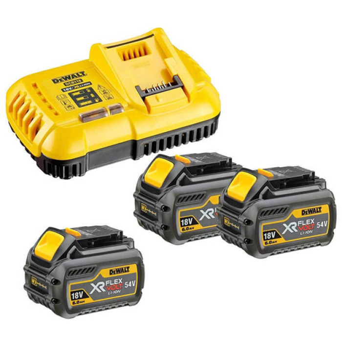 Набір DeWALT XR FlexVolt зарядний пристрій 18/54 В, акумулятори 3 шт Li-Ion 18 В/Li-Ion 54 В 6 Аг/2 Аг DCB118T3