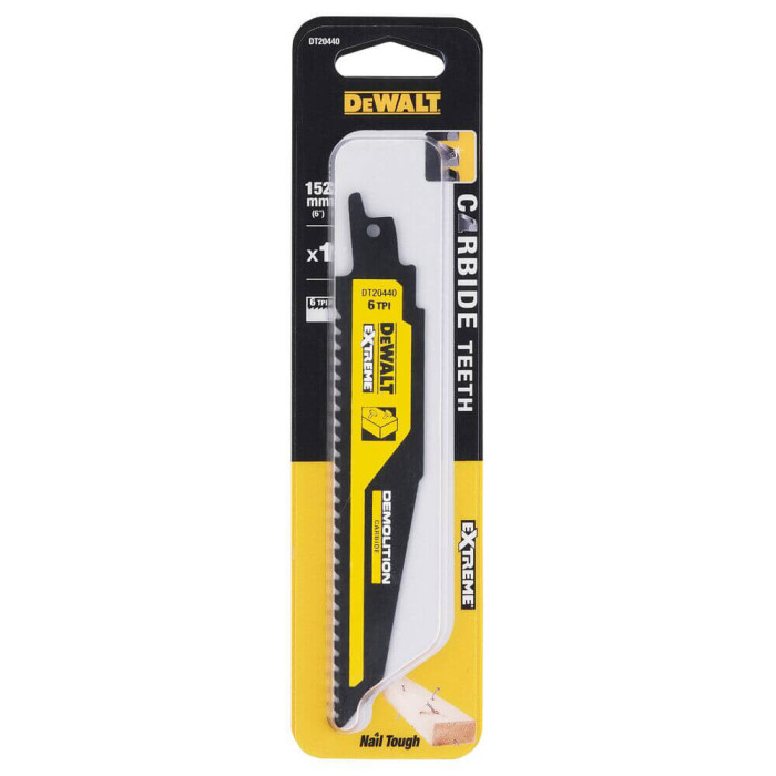 Полотно по дереву для шабельної пили DeWALT Extreme Carbide 152 мм 6 TPI DT20440 - зображення 3