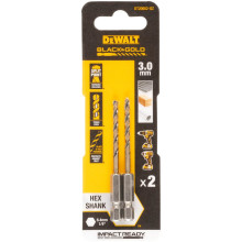 Свёрла по металлу 2 шт DeWALT Extreme Impact Black & Gold HSS-G 3х34х72 мм DT20602