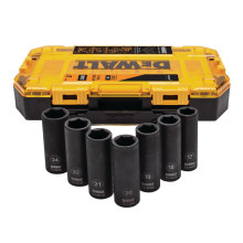 Haбор головок торцевых ударных удлинённых в кейсе 7 шт DeWALT McLaren Limited Edition 17-24 мм 1/2 дюйма DT70905