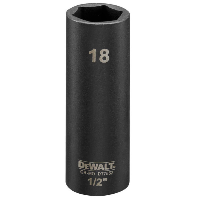 Головка торцевая ударная удлинённая DeWALT Extreme 18 мм 1/2” DT7552