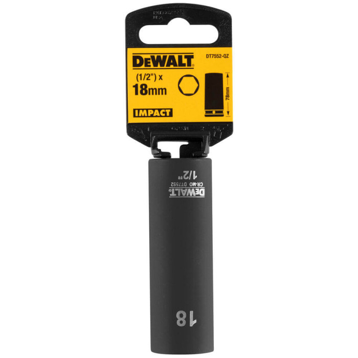 Головка торцевая ударная удлинённая DeWALT Extreme 18 мм 1/2” DT7552 - изображение 2