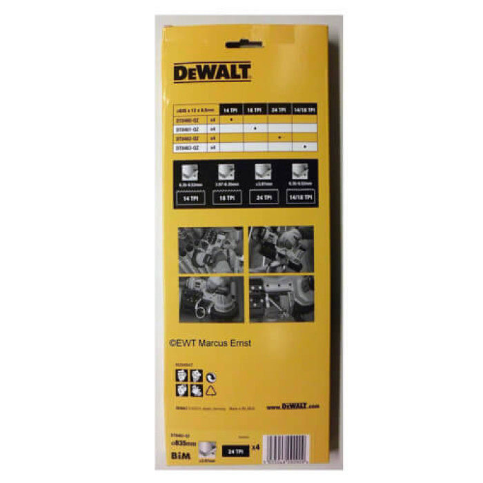 Полотна по металу для стрічкової пили 4 шт DeWALT DCS371 835x12x0.5 мм 1.8-1.4 мм DT8463 - зображення 3
