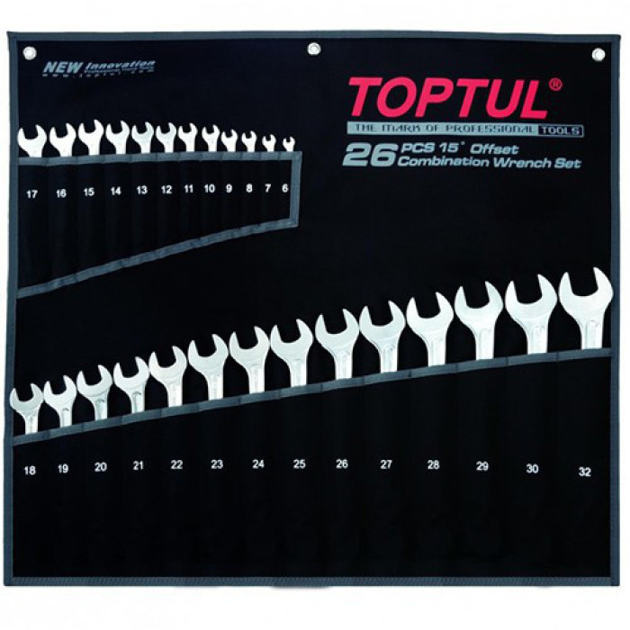 Набір ключів ріжково-накидних 26 шт TOPTUL Hi-Performance 6-32 мм GPAX2601
