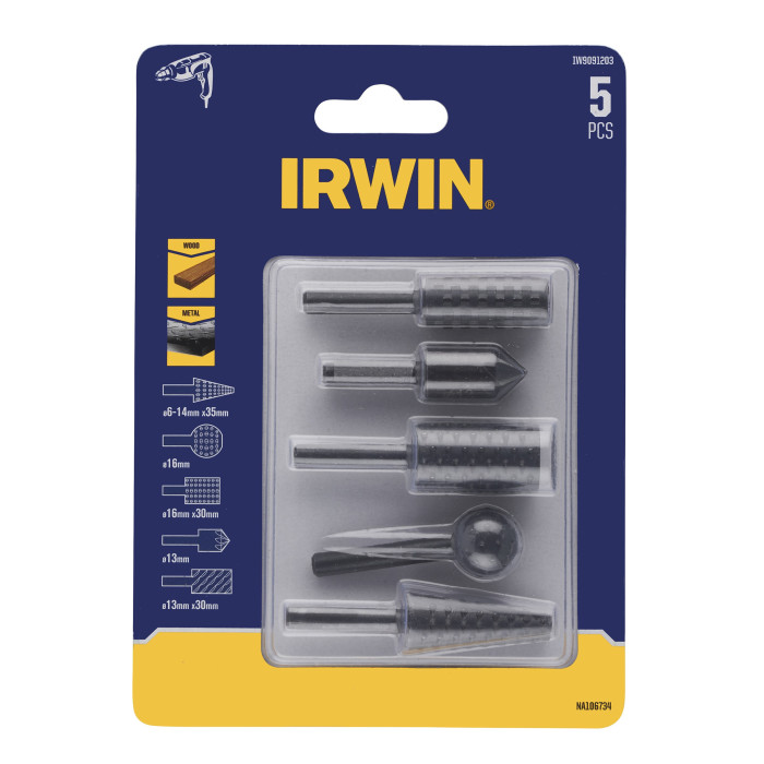 Набір насадок по дереву та металу для шліфування та зенковки 5 шт IRWIN IW9091203