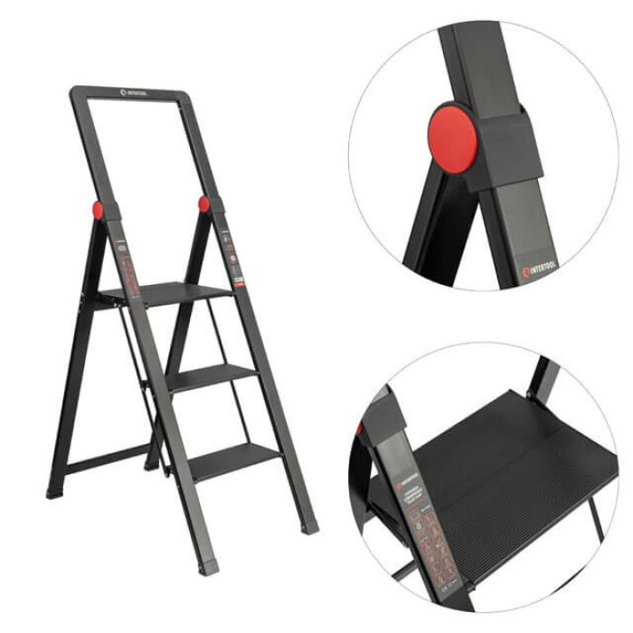 Стремянка алюминиевая INTERTOOL STORM Black Slim LT-5003 - изображение 5