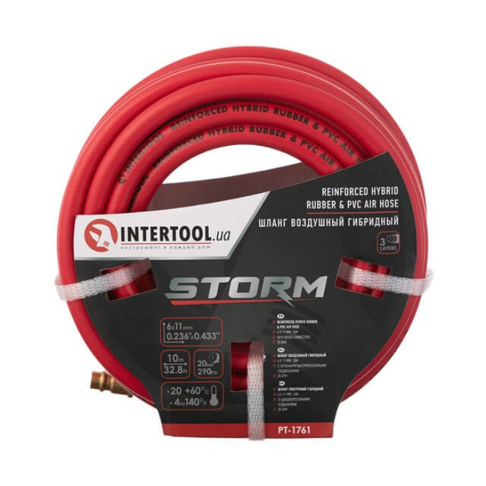 Шланг армированный прямой INTERTOOL 6х11 мм 10 м PT-1761