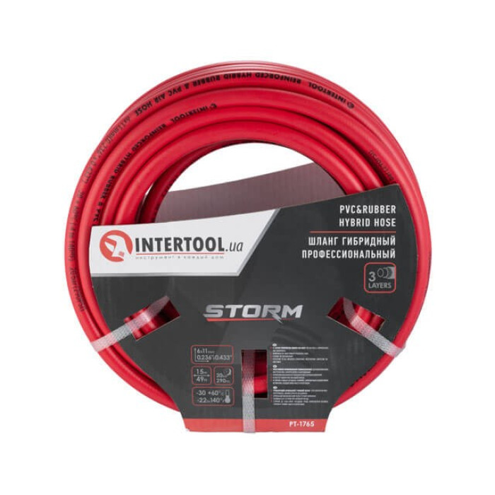 Шланг армированный прямой INTERTOOL 6х11 мм 15 м PT-1765