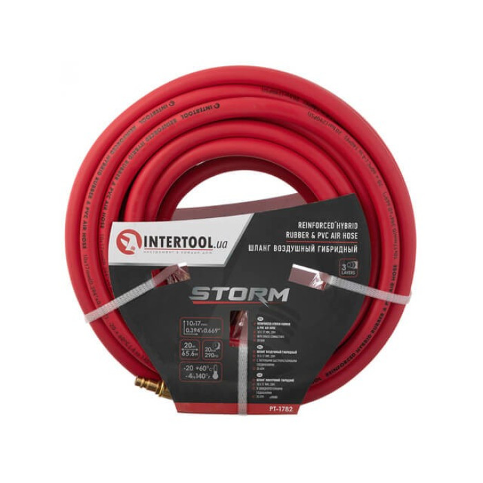 Шланг армированный прямой INTERTOOL 10х17 мм 20 м PT-1782