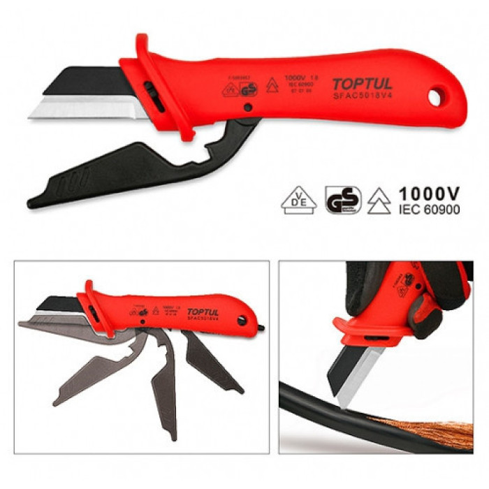 Нож для снятия изоляции с пяткой TOPTUL 1000V VDE SFAC5018V4 - изображение 2