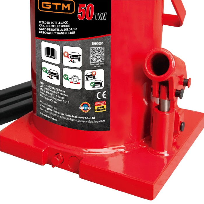 Домкрат бутылочный гидравлический GTM 50 т TH95004 - изображение 3