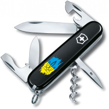 Складаний ніж Victorinox Spartan Ukraine Тризуб фігурний на фоні прапора 1.3603.3_T1026u