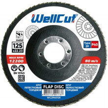 Круг лепестковый по металлу WellCut Standart Т29 125х22.23 мм P40 WC2940125
