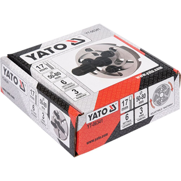 Съемник шкивов универсальный YATO с диапазоном 50-80 мм - изображение 3