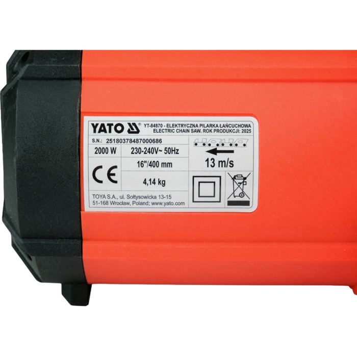 Ланцюгова пила електрична YATO YT-84870 - зображення 8