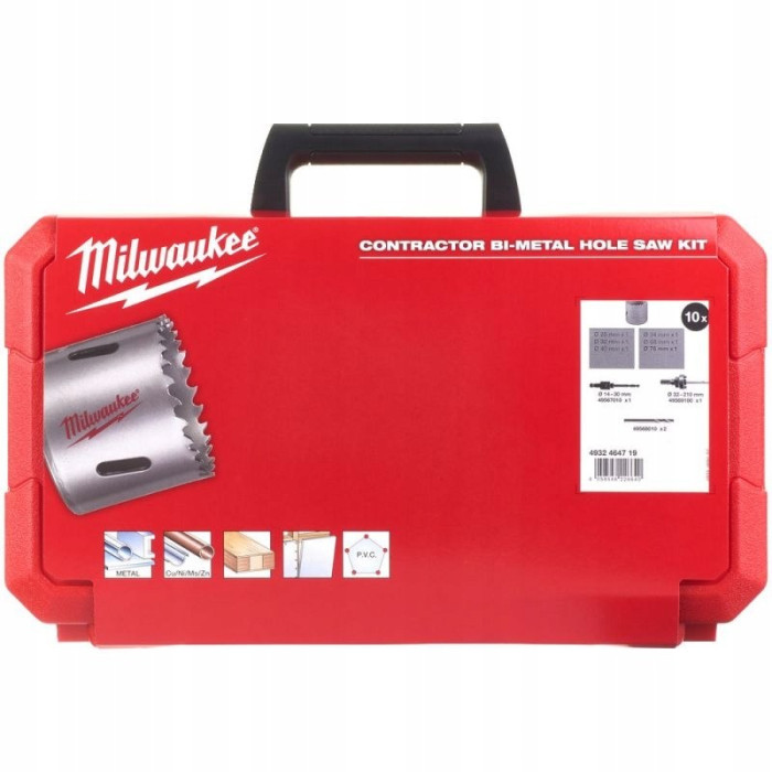 Набор биметаллических коронок 10 шт Milwaukee Contractor Set 1 25-76 мм 4932464719 - изображение 2