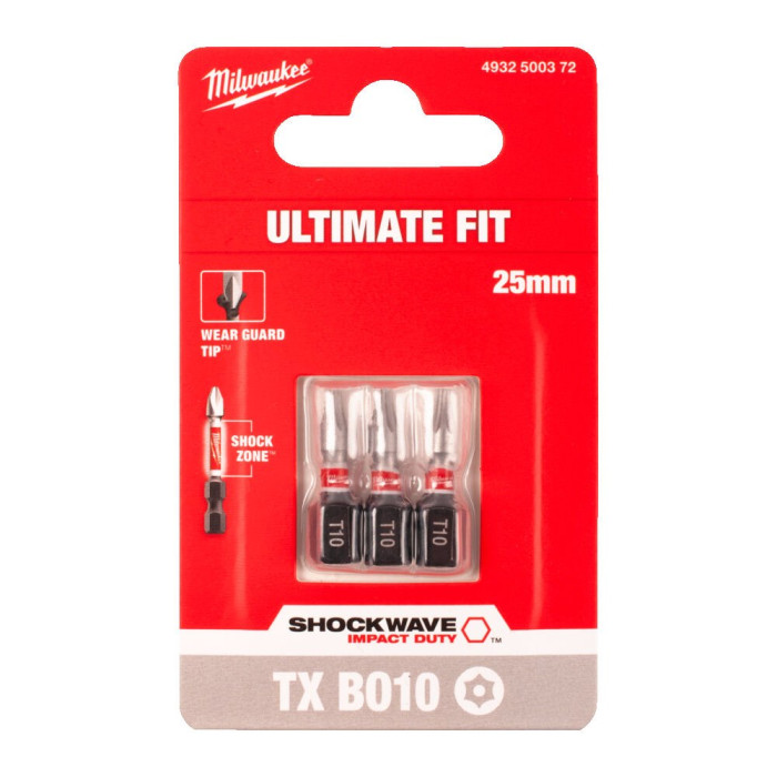 Биты ударные 3 шт Milwaukee Shockwave TX BO10 25 мм 4932500372 - изображение 2