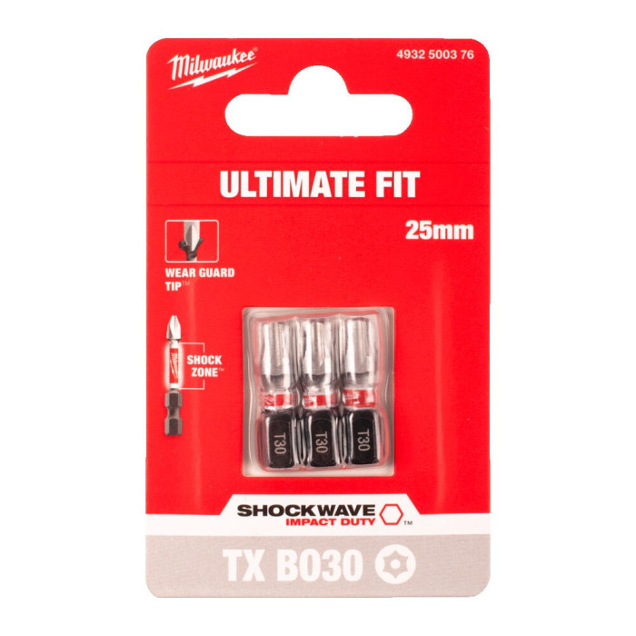 Биты ударные 3 шт Milwaukee Shockwave TX BO30 25 мм 4932500376 - изображение 2