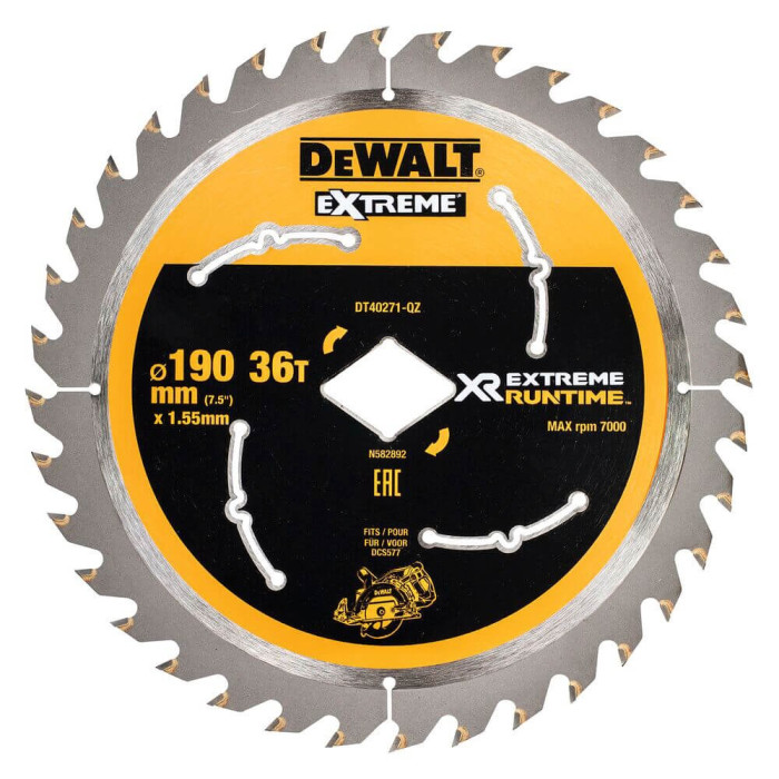 Диск пильний по дереву DeWALT Extreme Runtime 190хРомбх36 DT40271
