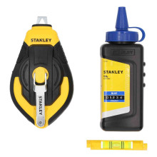 Шнур разметочный в комплекте с меловым порошком и подвесным уровнем STANLEY FatMax 30 м STHT47312-0